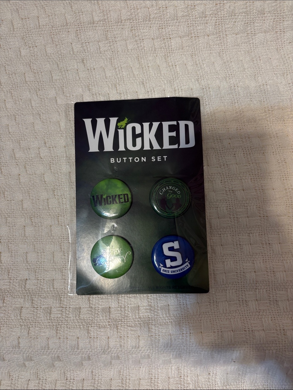 Wicked Button Set - Green & Blue Pinback Buttons UNOPENED